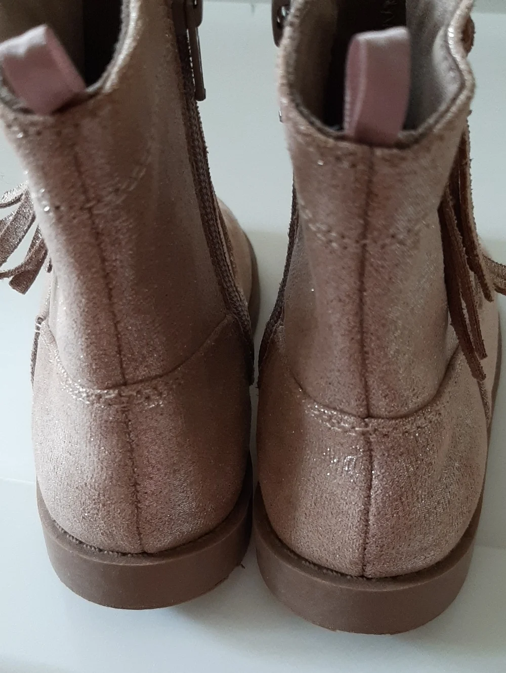 Old Navy Glitter Tassel Ankle Boots in Metallic Rose Gold Size 10
